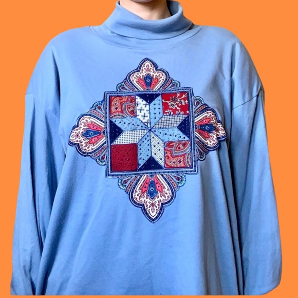 Vintage Quilted Pattern Turtleneck - Picture 2 of 5